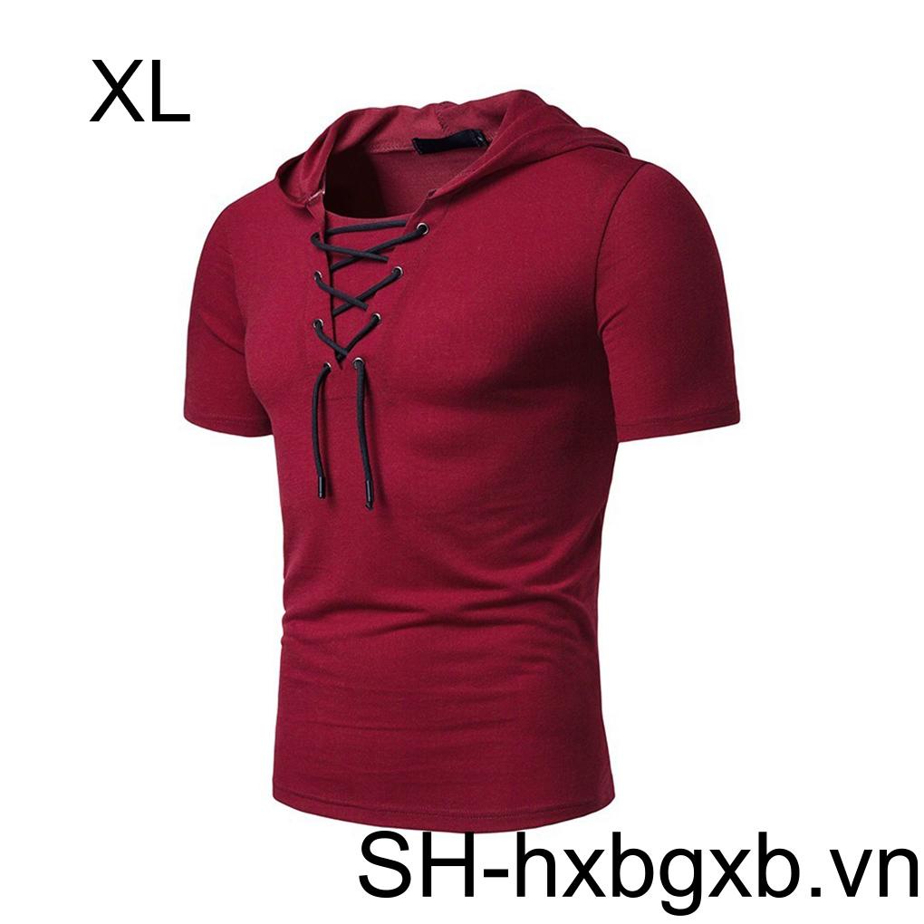 Áo Hoodie Tay Ngắn Màu Trơn Khối Lượng Nhẹ Thoáng Khí Thời Trang Cho Nam