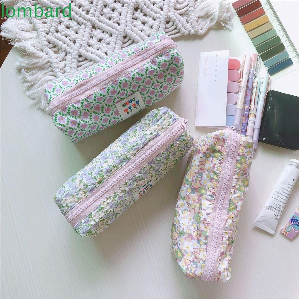 LOMBARD Túi Đựng Mỹ Phẩm / Đồ Trang Điểm Bằng Vải Canvas Họa Tiết Hoa Dễ Thương