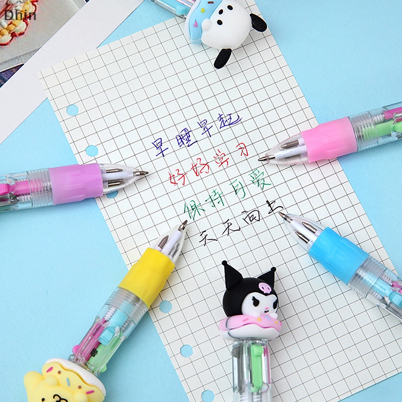 Bút Bi Mini 4 Màu Họa Tiết Động Vật Hoạt Hình Dễ Thương