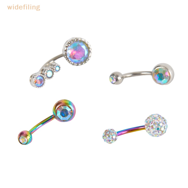 Bộ 4 Khuyên Rốn Đính Đá Đơn Giản Nhiều Màu Sắc Dùng Làm Quà Tặng Trang Sức Cho Bạn Gái