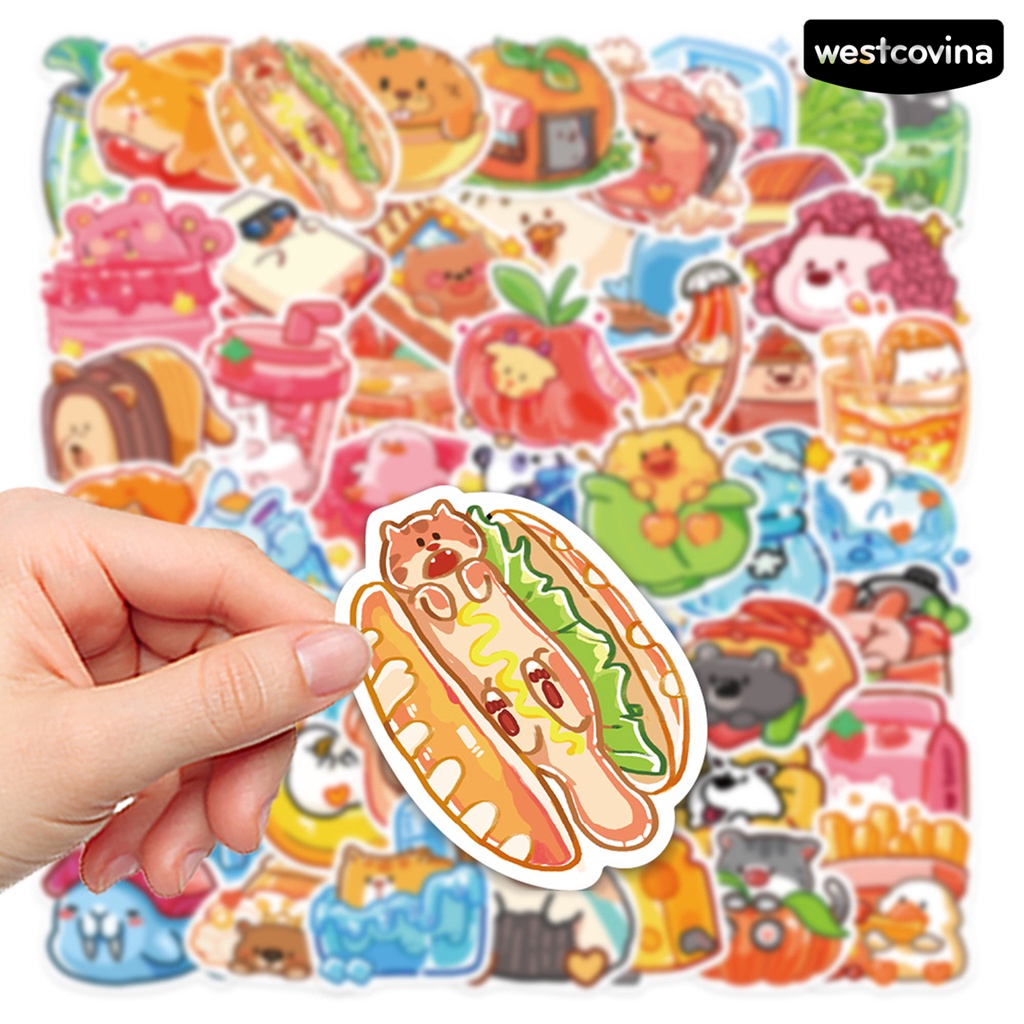 [WSTN]✎Set 50 Miếng Dán PVC Chống Nước Tự Dính Họa Tiết Hoạt Hình Dễ Thương Trang Trí Vali Ván Trượt Laptop