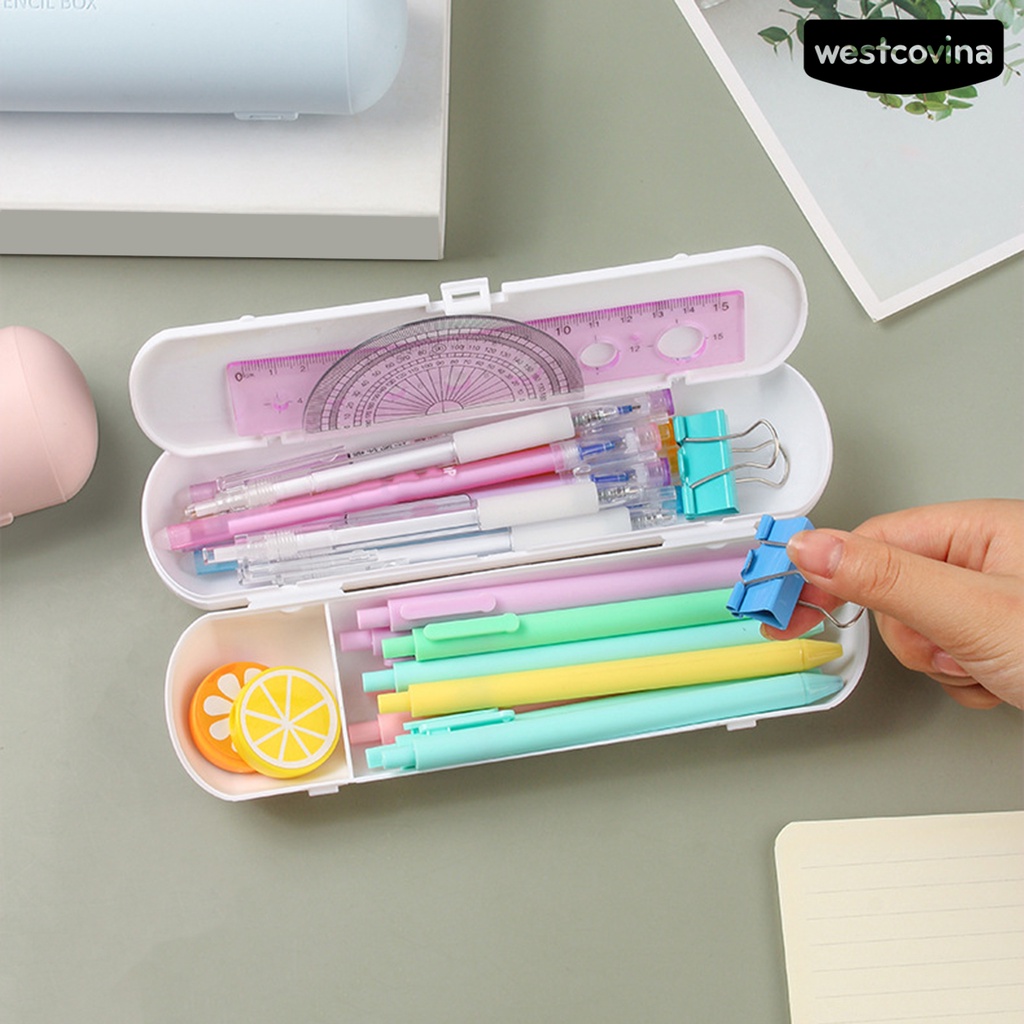 [WSTN] [WSTN]✎Hộp Đựng Bút Bằng PP Mịn Chống Nước Có Khóa Cài Thiết Thực Dành Cho Gia Đình