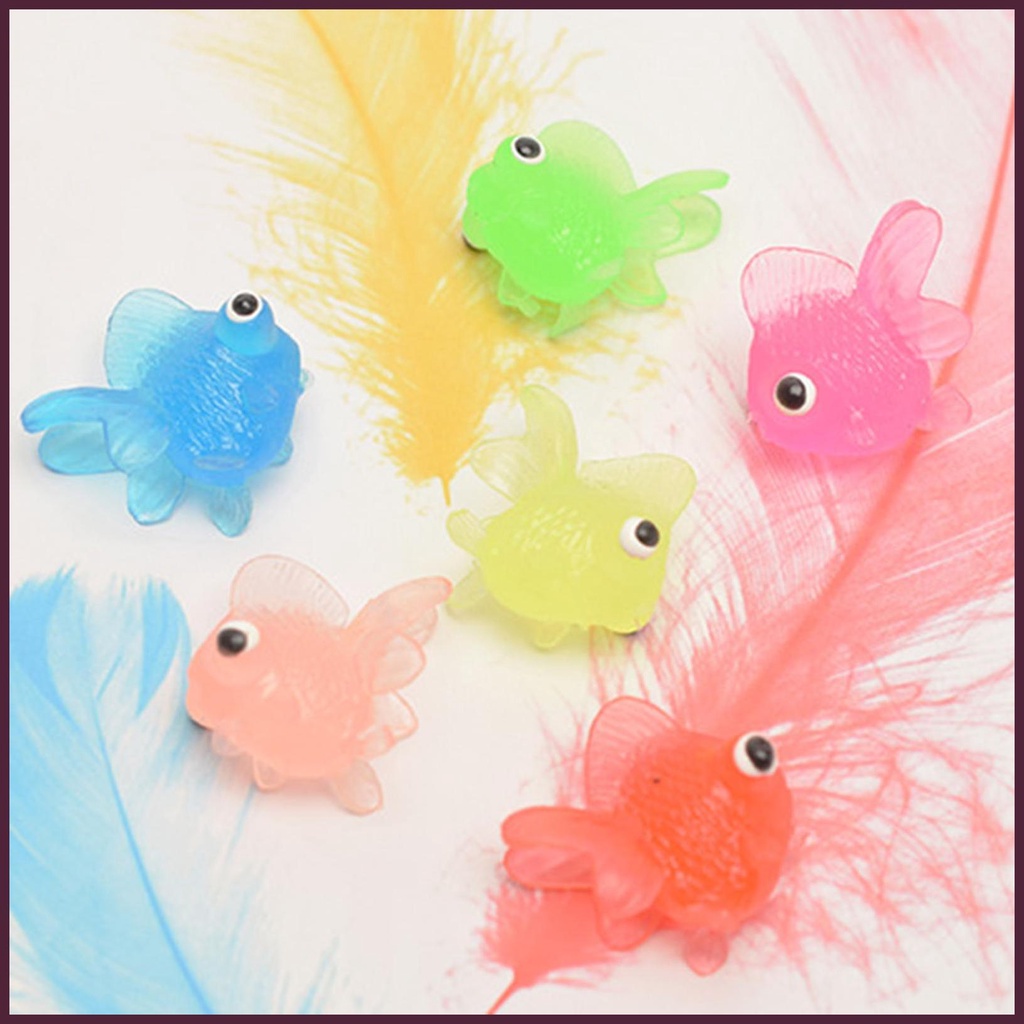 Set 10 Tượng Cá Vàng Mini Nhân Tạo Bằng Nhựa Mềm Trang Trí