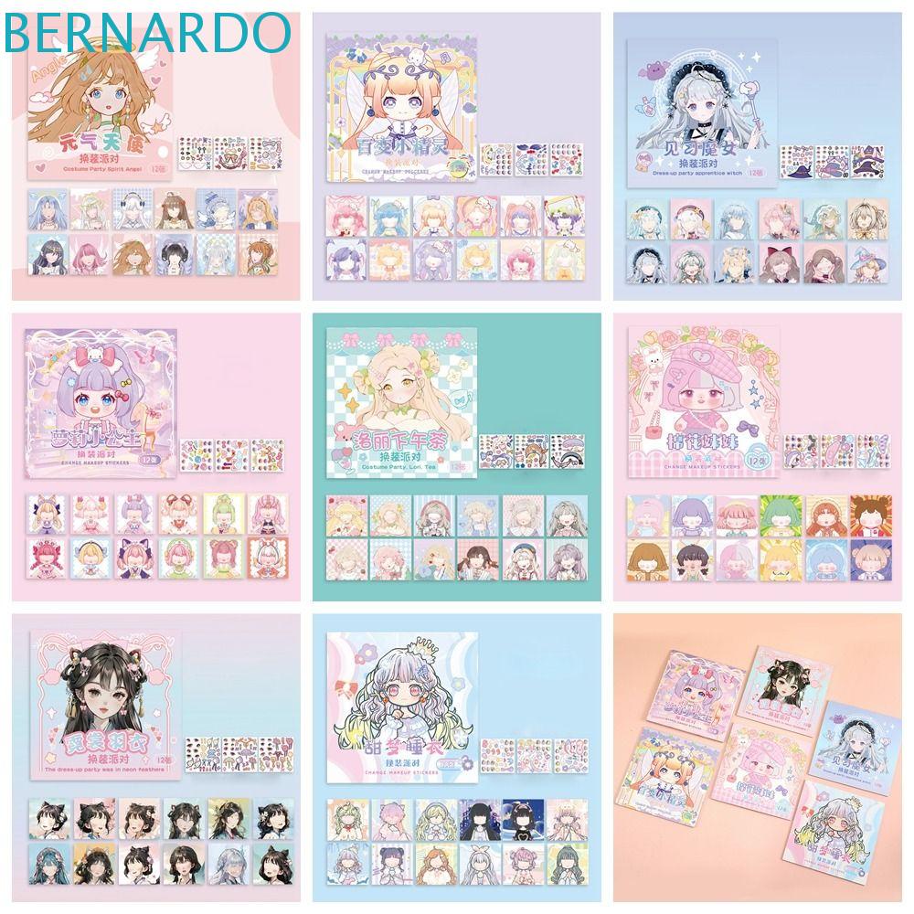 BERNARDO Sách Giấy Dán Trang Điểm Hình Công Chúa Vui Nhộn Có Thể Tái Sử Dụng DIY