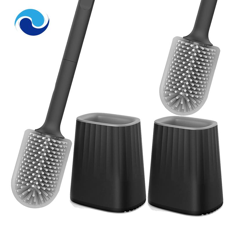 Bộ 2 Bàn Chải Vệ Sinh Toilet Bằng Silicon Kèm Giá Đỡ Tiện Dụng