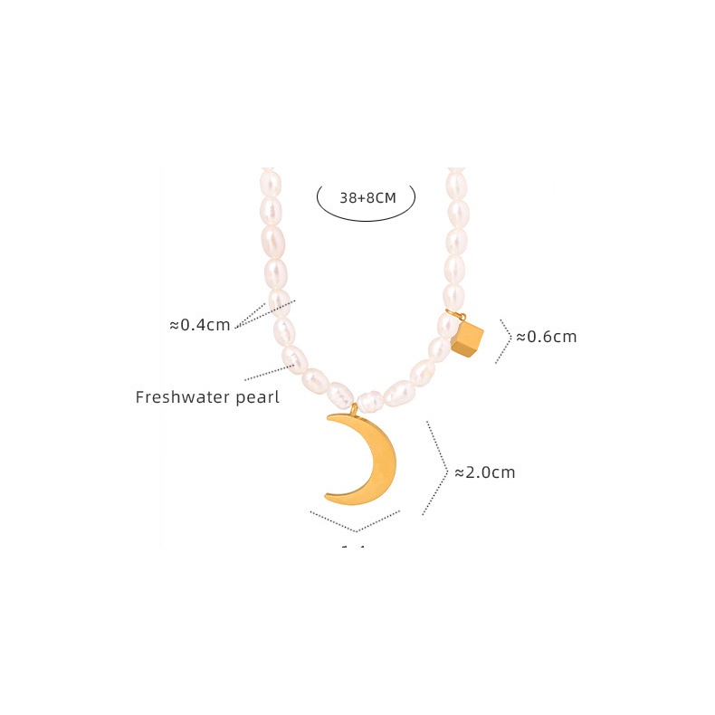 Vòng cổ Bằng Thép Titan Đính Ngọc Trai Tự Nhiên Không Màu Phong Cách Âu Mỹ Thanh Lịch Thời Trang Cho Nữ