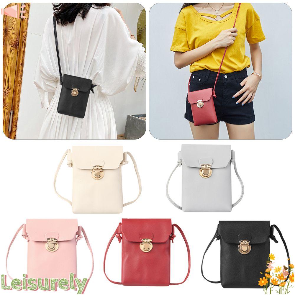 LEILY Túi Đeo Chéo Mini Bằng Da PU Màu Trơn Thời Trang Ốp