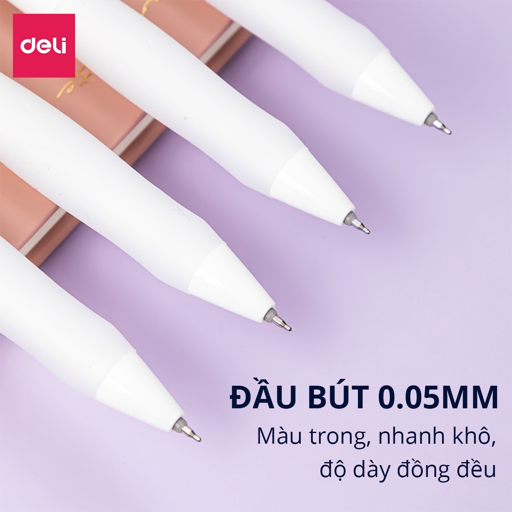 Bút Bi Nước Văn Phòng Mực Gel Màu Đen Deli Thiết Kế Vỏ Trong Suốt Ngòi 0.5mm Dành Cho Văn Phòng Học Sinh 1 Chiếc