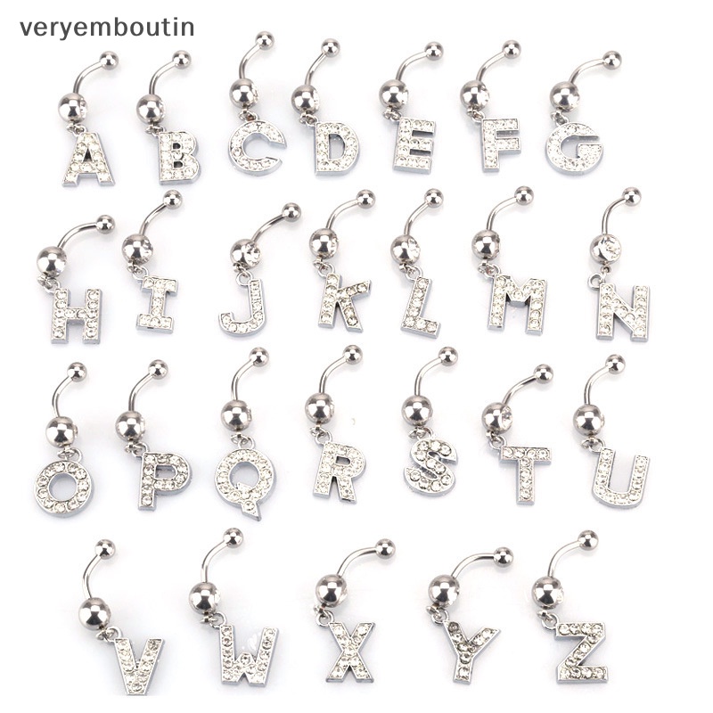 Khuyên Rốn Bằng Thép Không Gỉ Trang Trí Chữ Đính Đá Quyến Rũ Cho Nữ