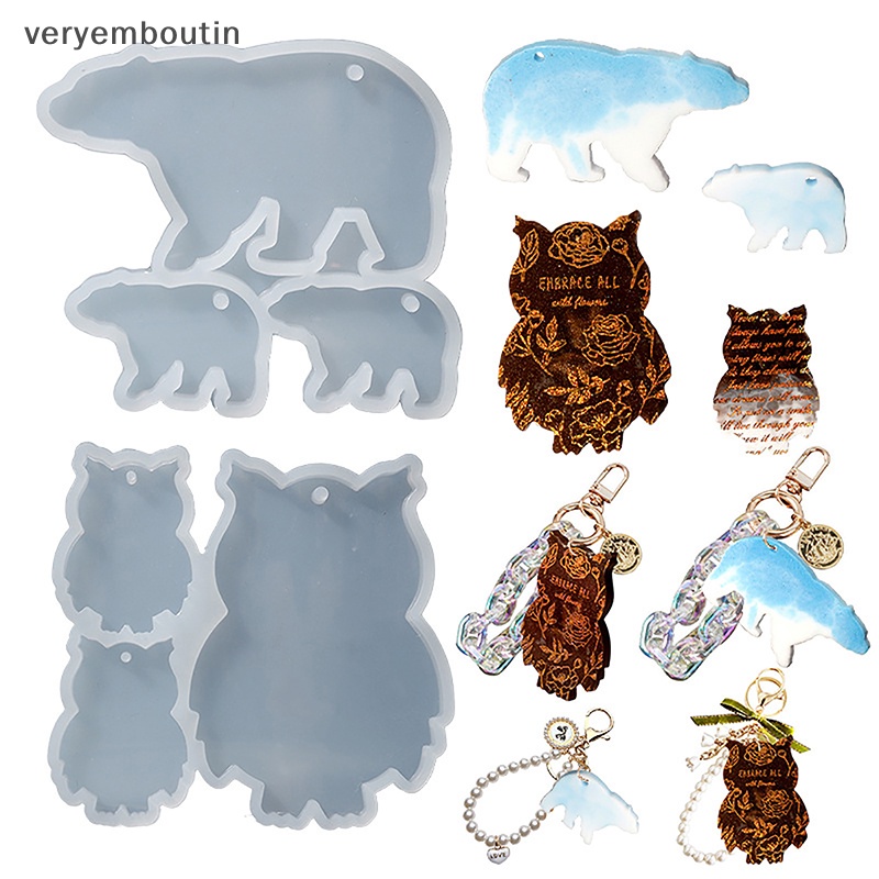 Khuôn Silicone Làm Mặt Dây Chuyền / Móc Khóa Hình Cú / Gấu Bằng Resin Độc Đáo DIY