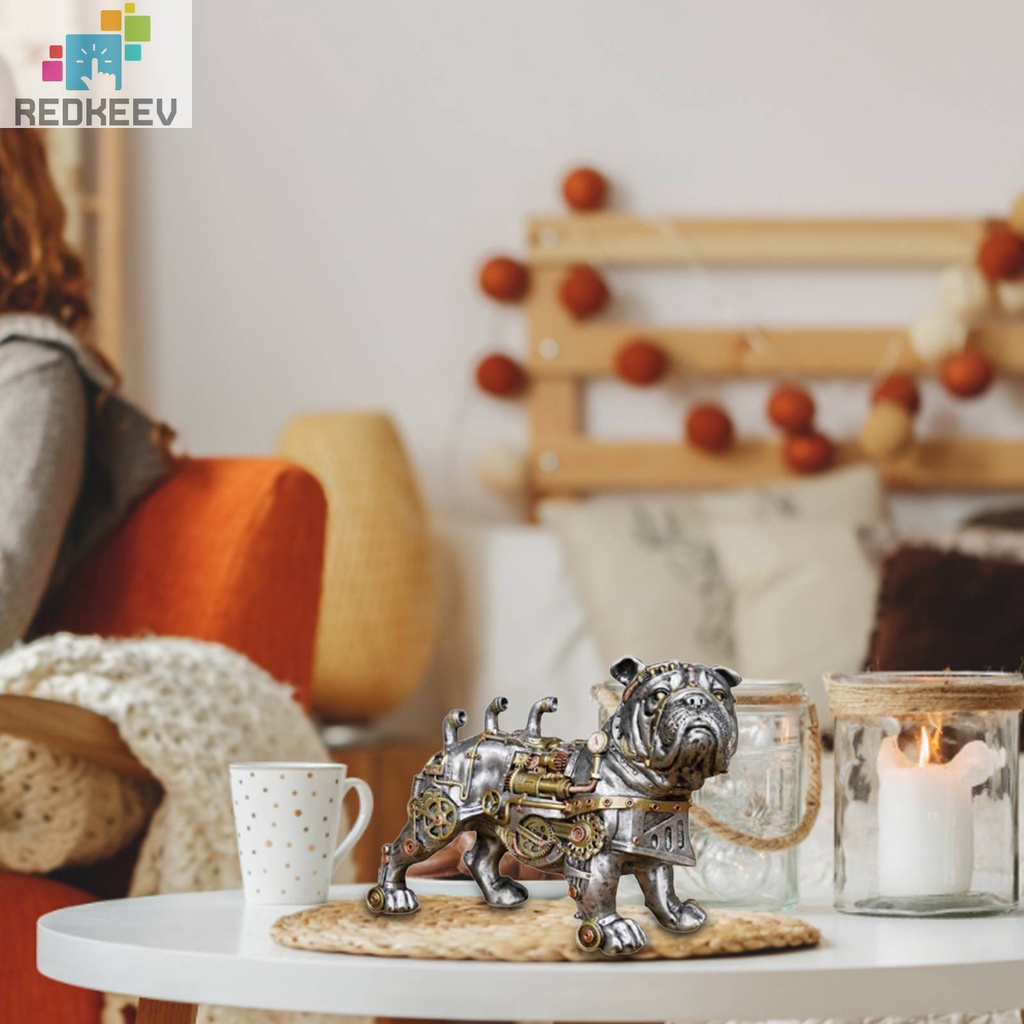 Mô Hình Chú Chó Bằng Nhựa Resin Phong Cách Steampunks Độc Đáo Dùng Trang Trí