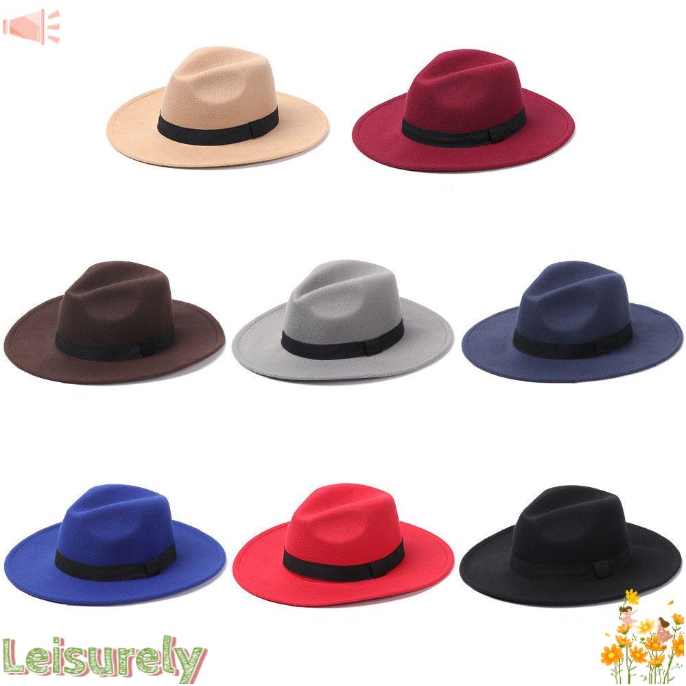 LEILY Mũ Fedora Vải Len Thời Trang Biểu Diễn Nhảy Múa Phong Cách Cao Bồi Vintage