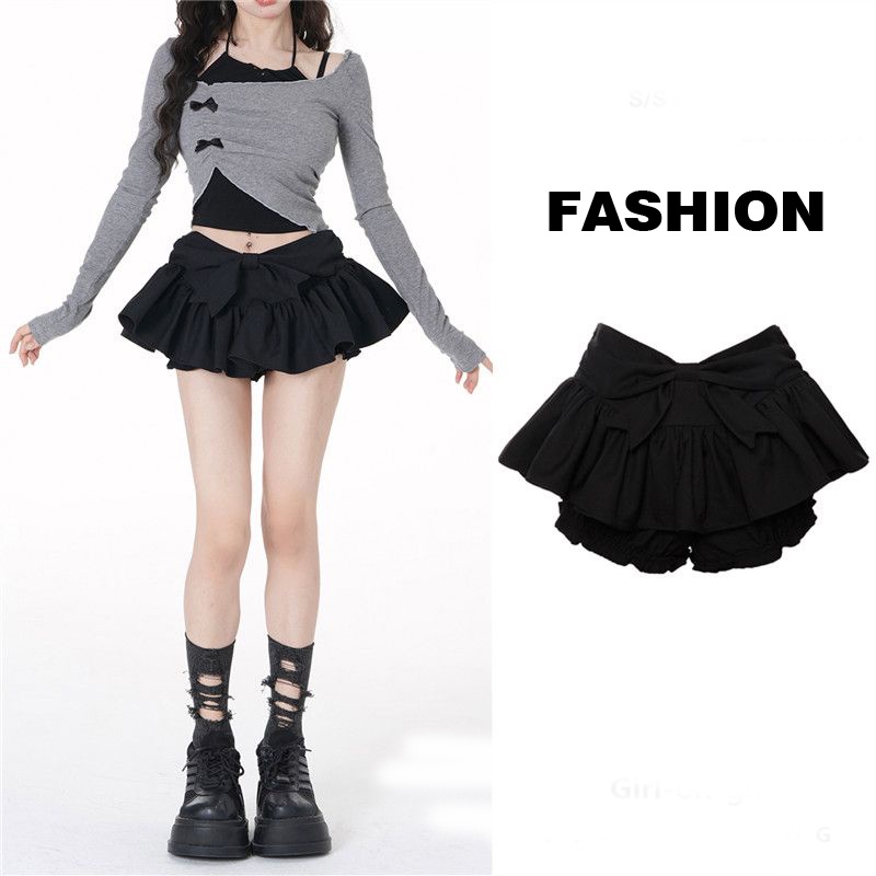 Quần Culottes Màu Đen Dáng Chữ A Lưng Cao Dễ Phối Đồ Thời Trang Cho Nữ