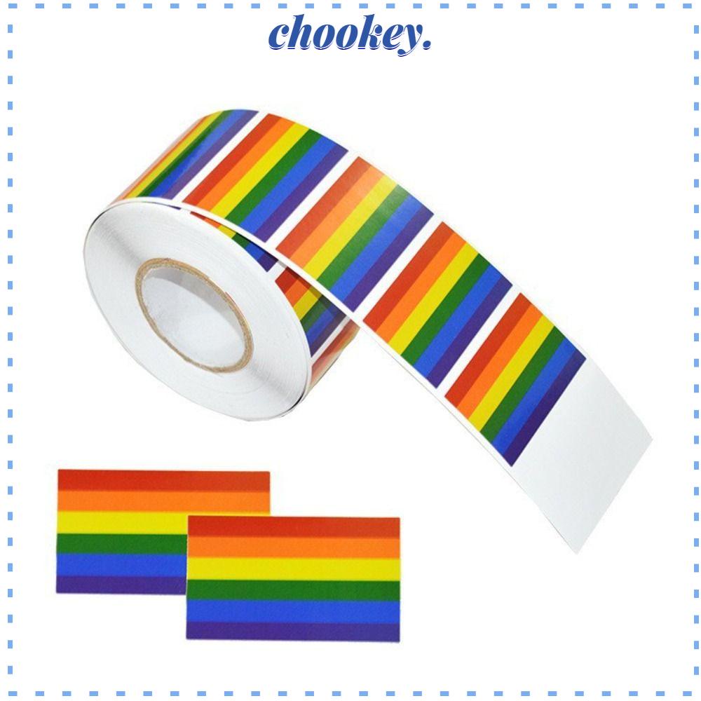 CHOOKEY 1 Cuộn 500 Miếng Dán Hình Chữ Nhật Màu Cầu Vồng Trang Trí Tiệc