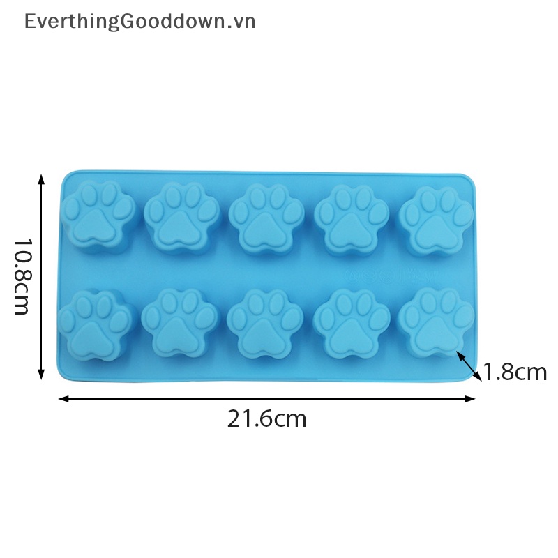 Khuôn Silicone Làm Bánh Hình Dấu Chân Chó Mèo 10 Ngăn Tiện Lợi