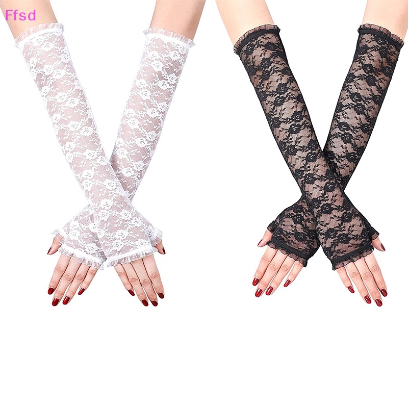 1 Đôi Găng Tay Lưới Ren Mỏng Hở Ngón Chống Nắng Đi Xe Đạp Quyến Rũ