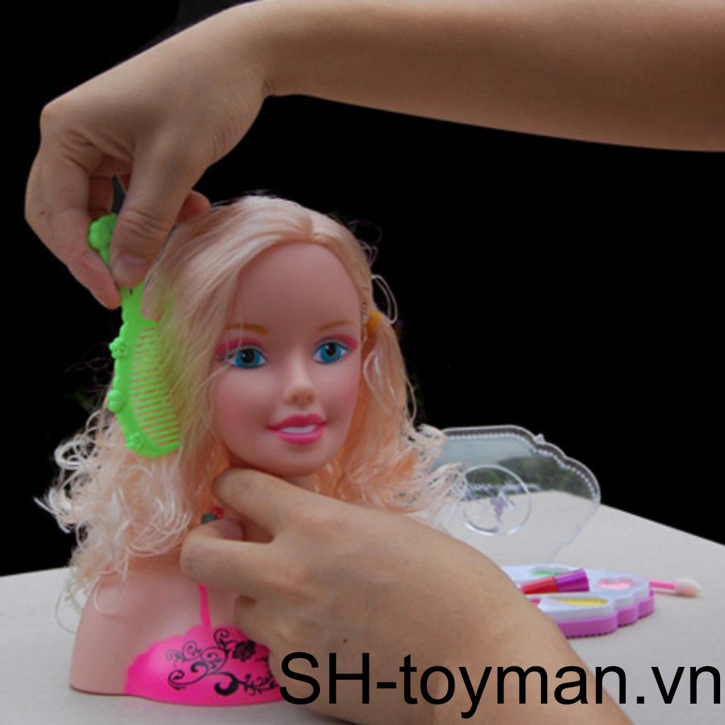 (runbu) Bộ Trang Điểm Búp Bê Với Đầu Tạo Kiểu Tóc Và Phụ Kiện Tóc Vàng