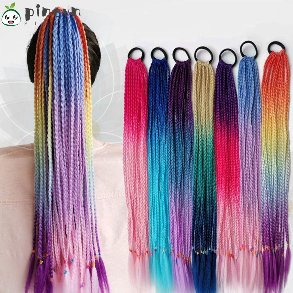 PINEVN Dây Buộc Tóc Đuôi Ngựa Bằng Sợi Bện Nhiều Màu Sắc Dành Cho Nữ