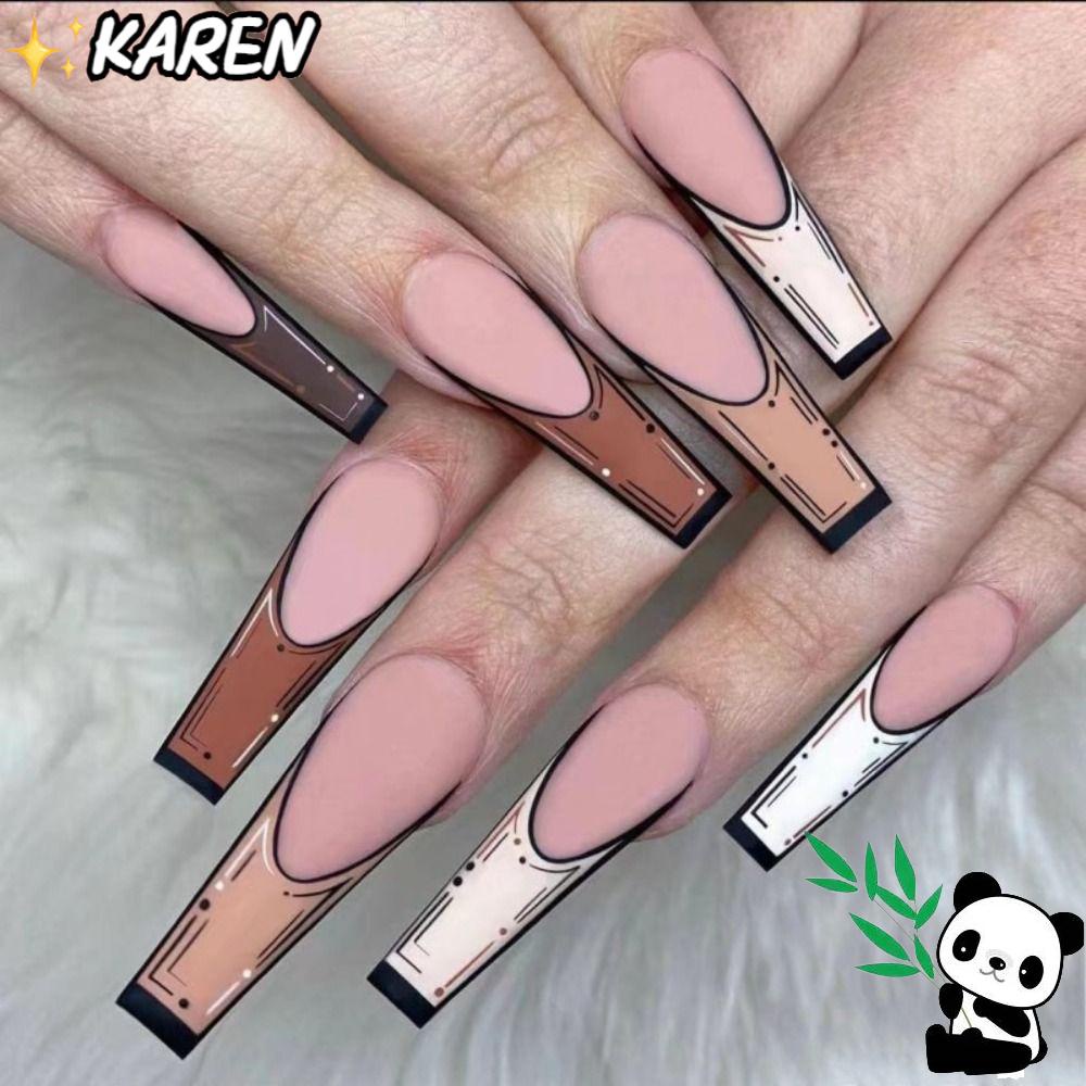 KAREN Bộ Móng Tay Giả DIY Che Phủ Toàn Diện Họa Tiết Đám Mây Và Bướm