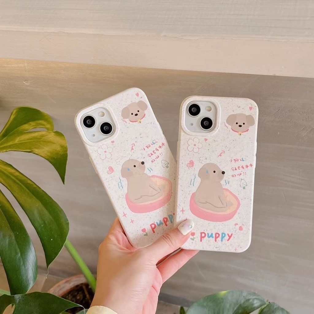 Ốp Điện Thoại Chống Sốc Có Thể Phân Hủy Được Họa Tiết Cún Dễ Thương Cho Iphone 13Promax 14 11 12