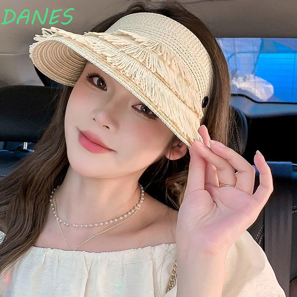 DANES Mũ Cói Rộng Vành Che Nắng Gấp Gọn Kiểu Dáng Thể Thao Thời Trang Đường Phố Thanh Lịch Cho Nữ