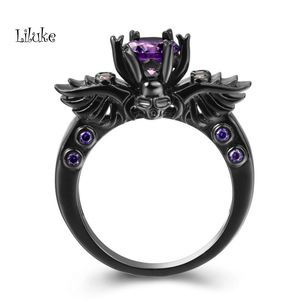 Nhẫn Đồng Trang Trí Mặt Đá Màu Tím Độc Đáo Cho Nữ