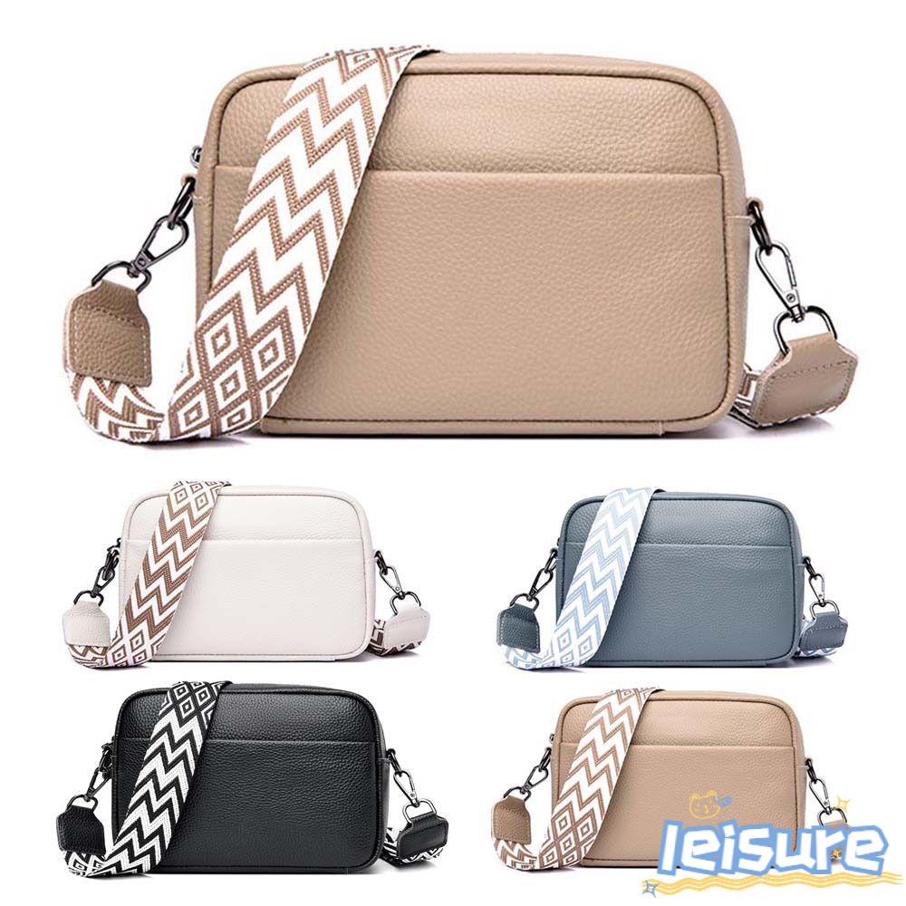 LEISURE Túi Xách Da Bò Thật Đeo Chéo Bản Rộng Chống Thấm Nước Có Thể Điều Chỉnh Thời Trang