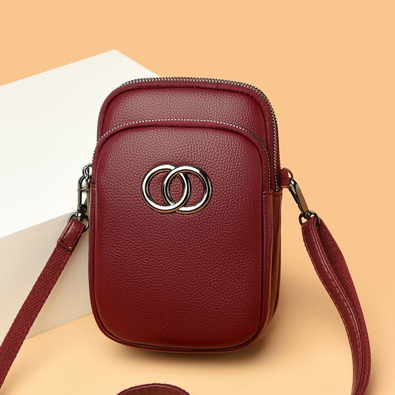 Hàng sẵn có-Bao đeo chéo nữ Túi đựng điện thoại di động Túi vuông nhỏ Túi đeo vai Mini Ba lô thời trang Túi đeo vai bên da thật Túi đeo chéo nhẹ