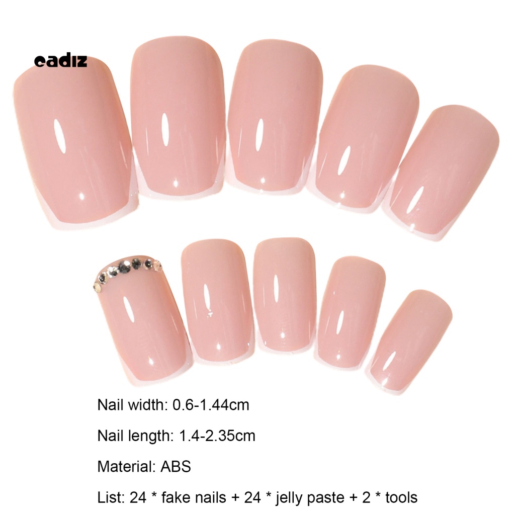 Bộ 24 Móng Tay Giả Bằng ABS Che Phủ Toàn Diện Không Phai Màu Kèm Keo Nhấn