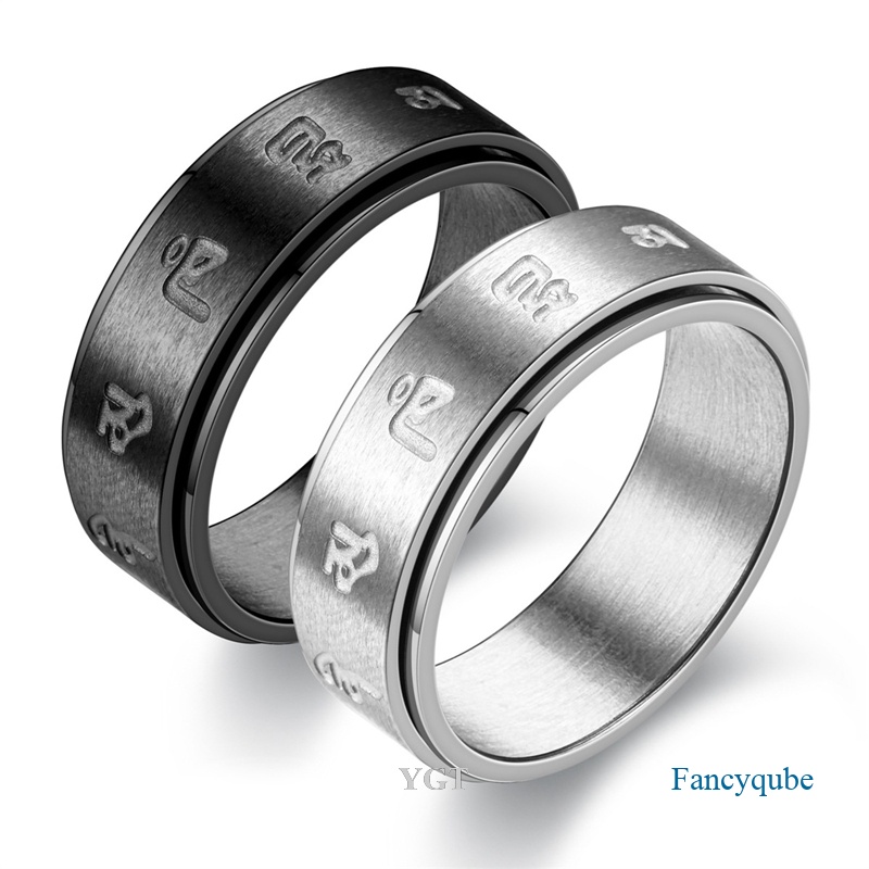 Ygt Nhẫn Xoay Sáu Cánh Bằng Thép Không Gỉ Rộng 8mm Chống Áp Lực Thích Hợp Làm Quà Tặng Tiệc Tùng Cho Nam
