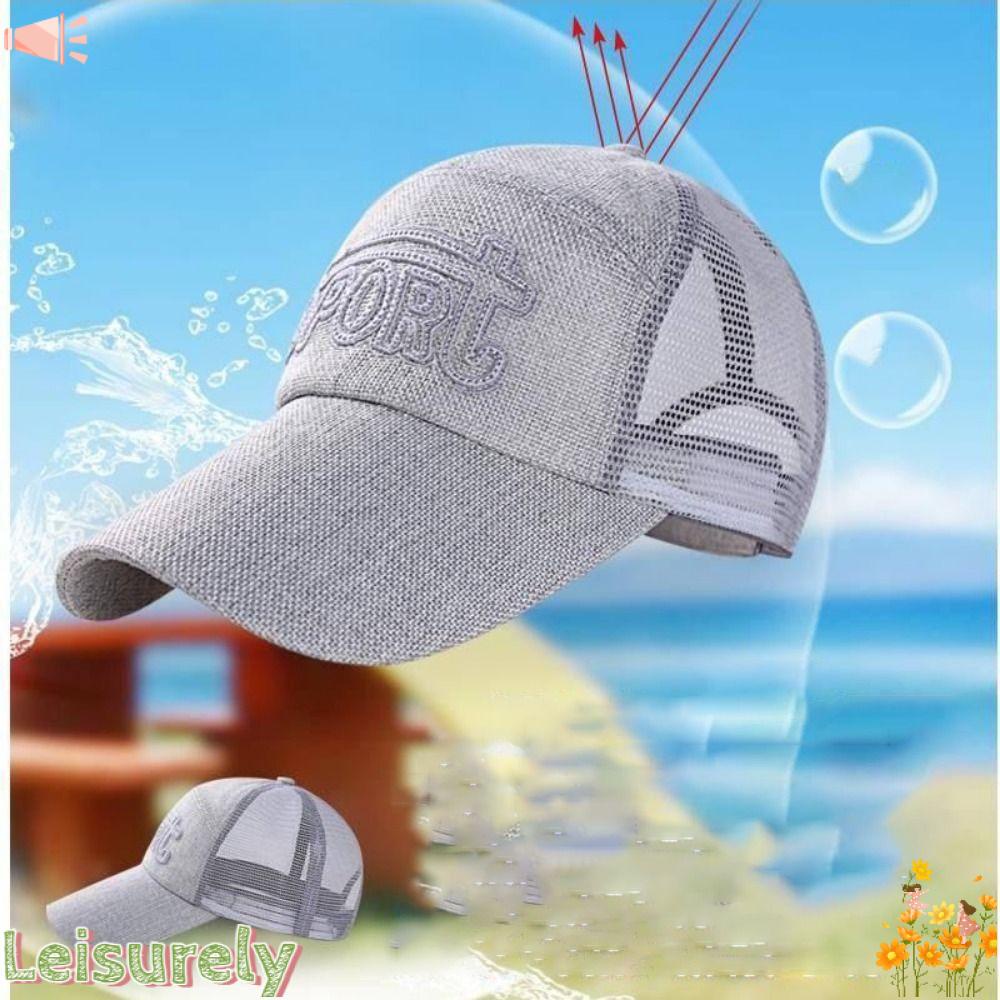 LEILY Mũ Lưỡi Trai Phối Lưới Thoáng Khí Nhanh Khô Thêu Họa Tiết Thời Trang Có Thể Điều Chỉnh Cho Nam Và Nữ
