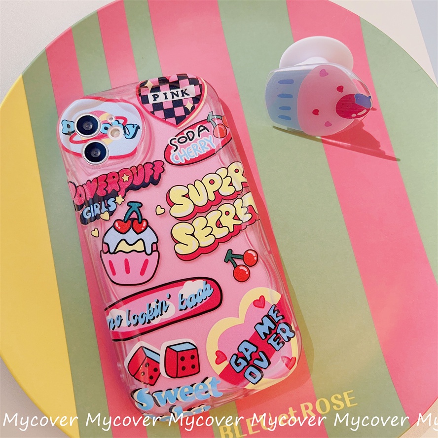 Ốp Điện Thoại Silicon Mềm Hình Bánh Hồng Dễ Thương Cho iPhone 11 13 12 14 Pro Max X XR Xs Max 6 7 8 Plus Y2K