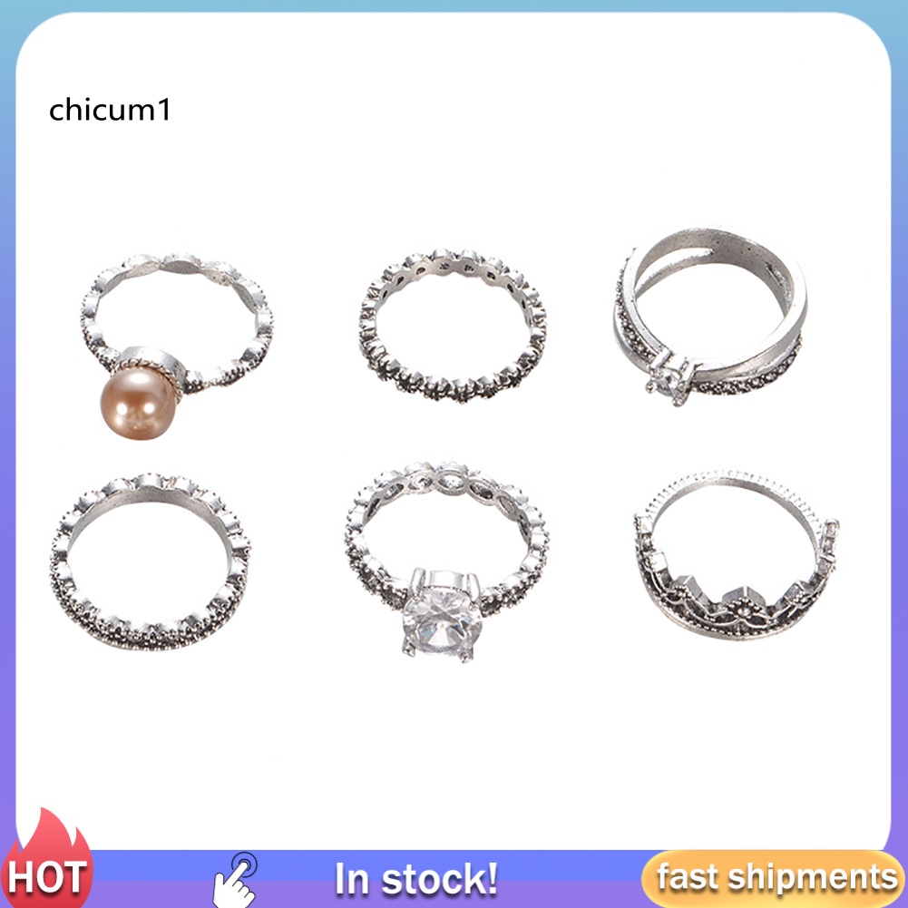 Set 6 Nhẫn Đeo Khớp Ngón Tay Phong Cách Retro