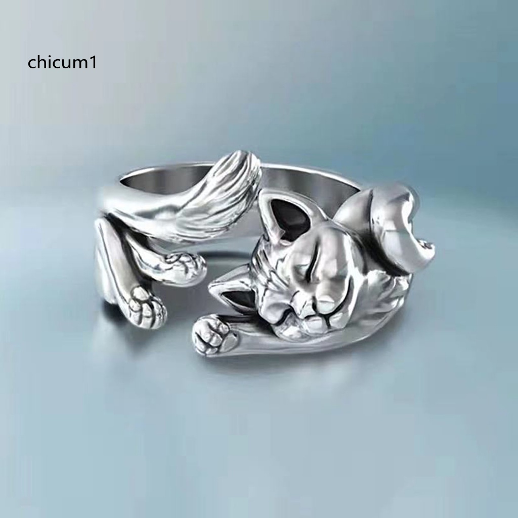 Nhẫn Hở Hình Mèo Dễ Thương Có Thể Điều Chỉnh Kích Cỡ