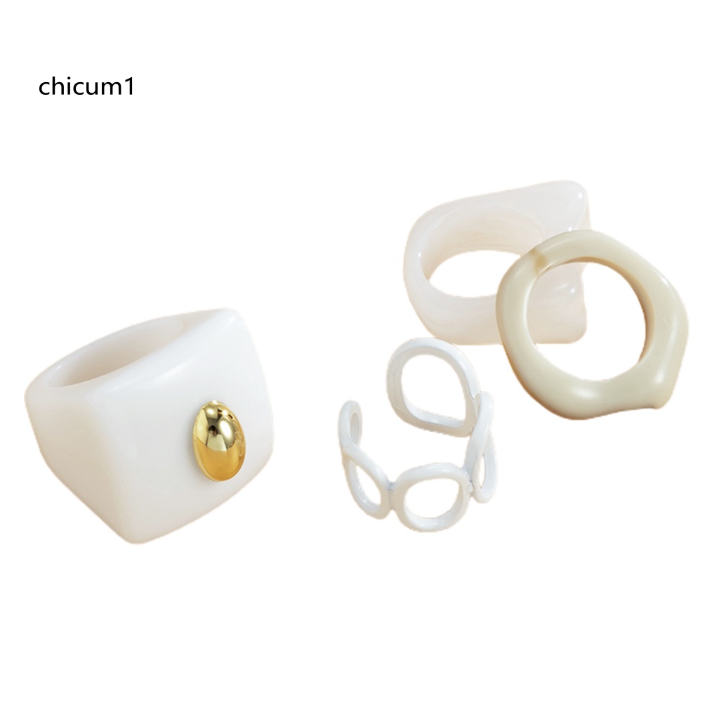 Set 4 Nhẫn Acrylic Phong Cách Vintage Dành Cho Nữ