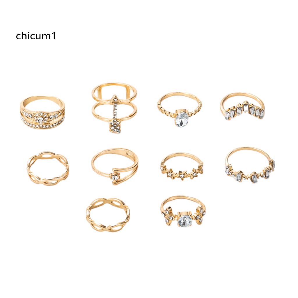 Set 10 Nhẫn Đính Đá Phong Cách Bohemian