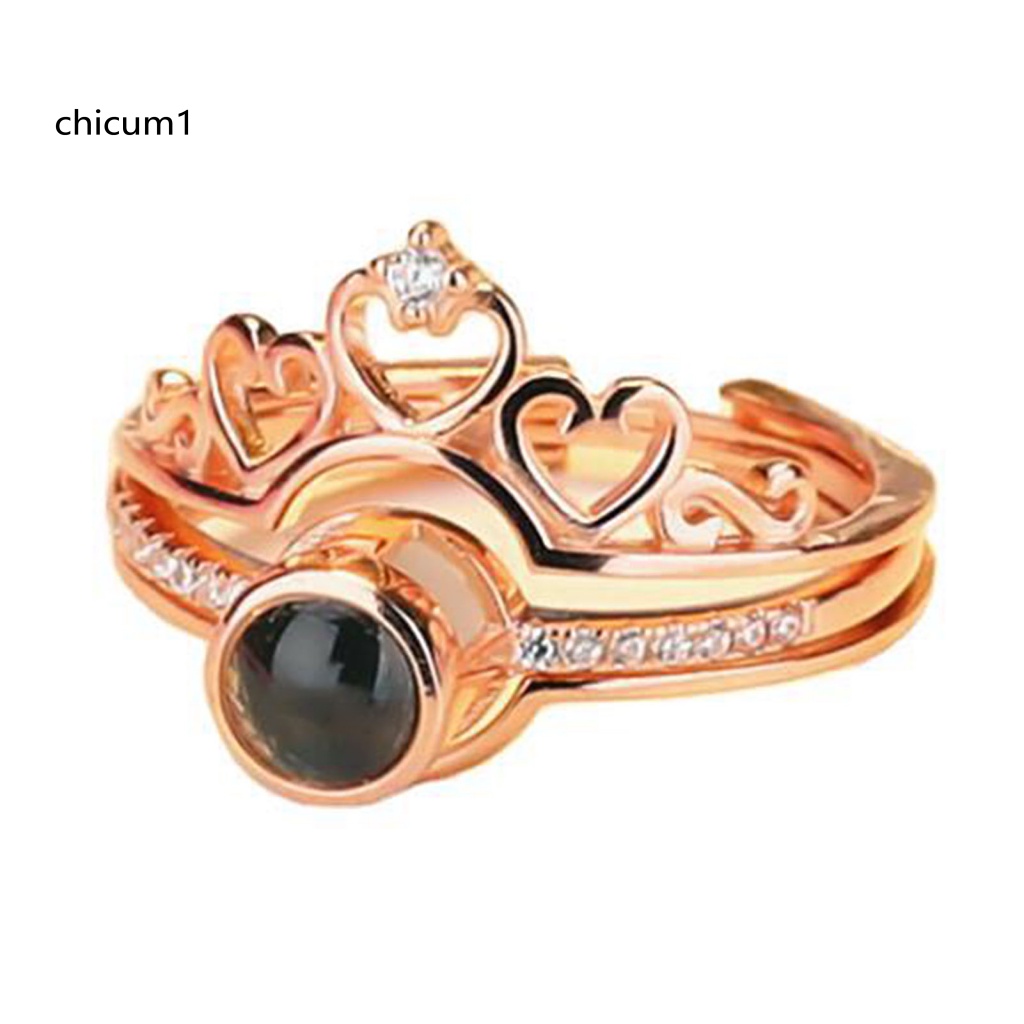 Set 2 Nhẫn Trái Tim Hai Trong Một Lấp Lánh