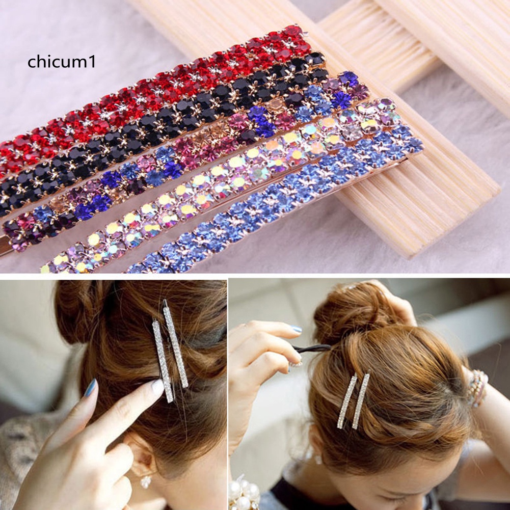 Kẹp Tóc Đính Đá Hai Hàng Cho Nữ 1 Cái