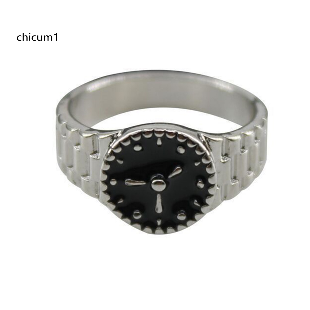 Nhẫn Hình Đồng Hồ Sáng Bóng Phong Cách Ins Cho Tiệc Tùng