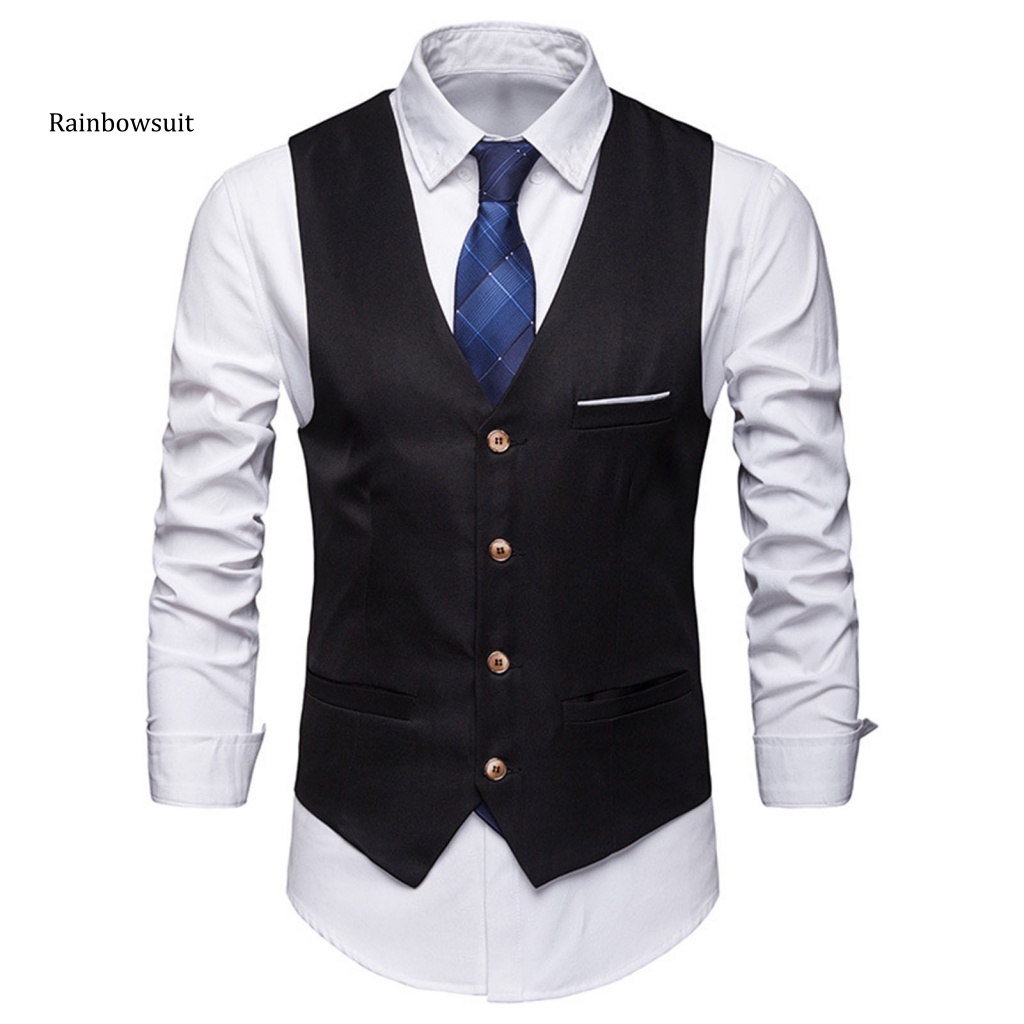 Áo Ghi Lê Màu Trơn Có Túi Tháo Rời Được Phong Cách Doanh Nhân Thời Trang Cho Nam