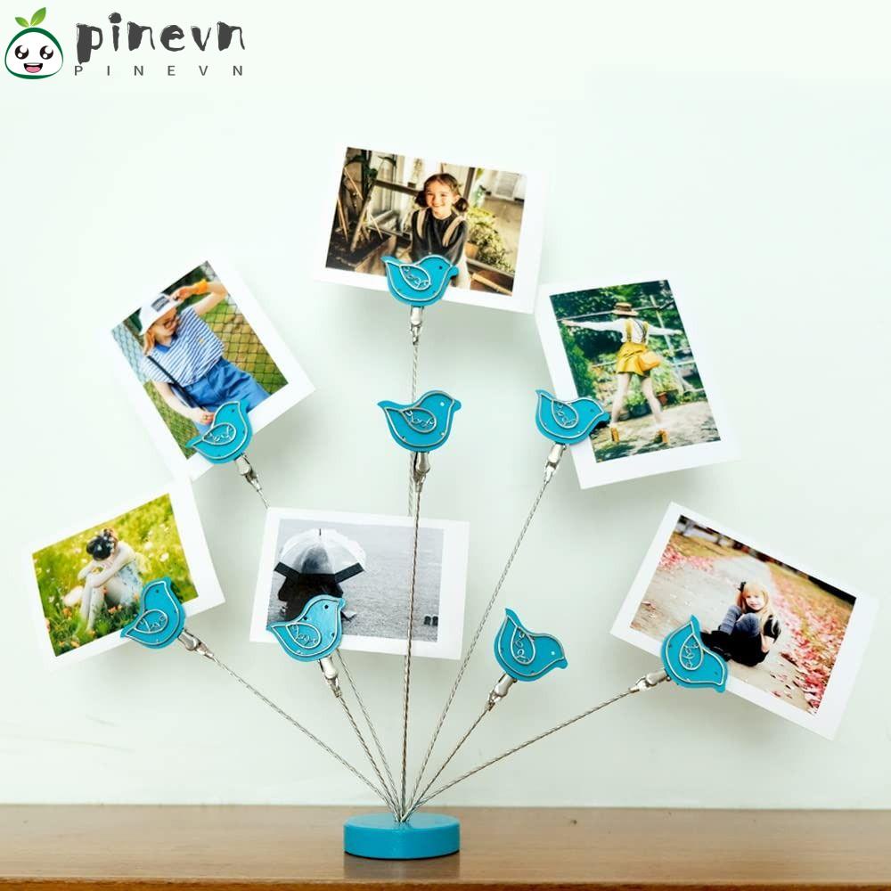 PINEVN Kẹp Giữ Khung Ảnh / Thẻ Nhớ 8 Kẹp Bằng Kim Loại Hình Chim Xanh Dương Dùng Trang Trí Nhà Cửa