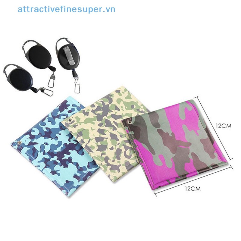 Khăn Làm Sạch Gậy Đánh Golf AFS Hình Vuông Mini Có Móc Khóa Có Thể Thu Gọn