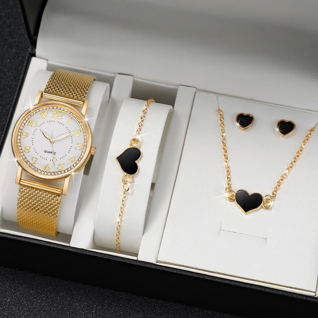 Đồng Hồ Quartz Đính Đá Với Dây Đeo Nhựa Thời Trang