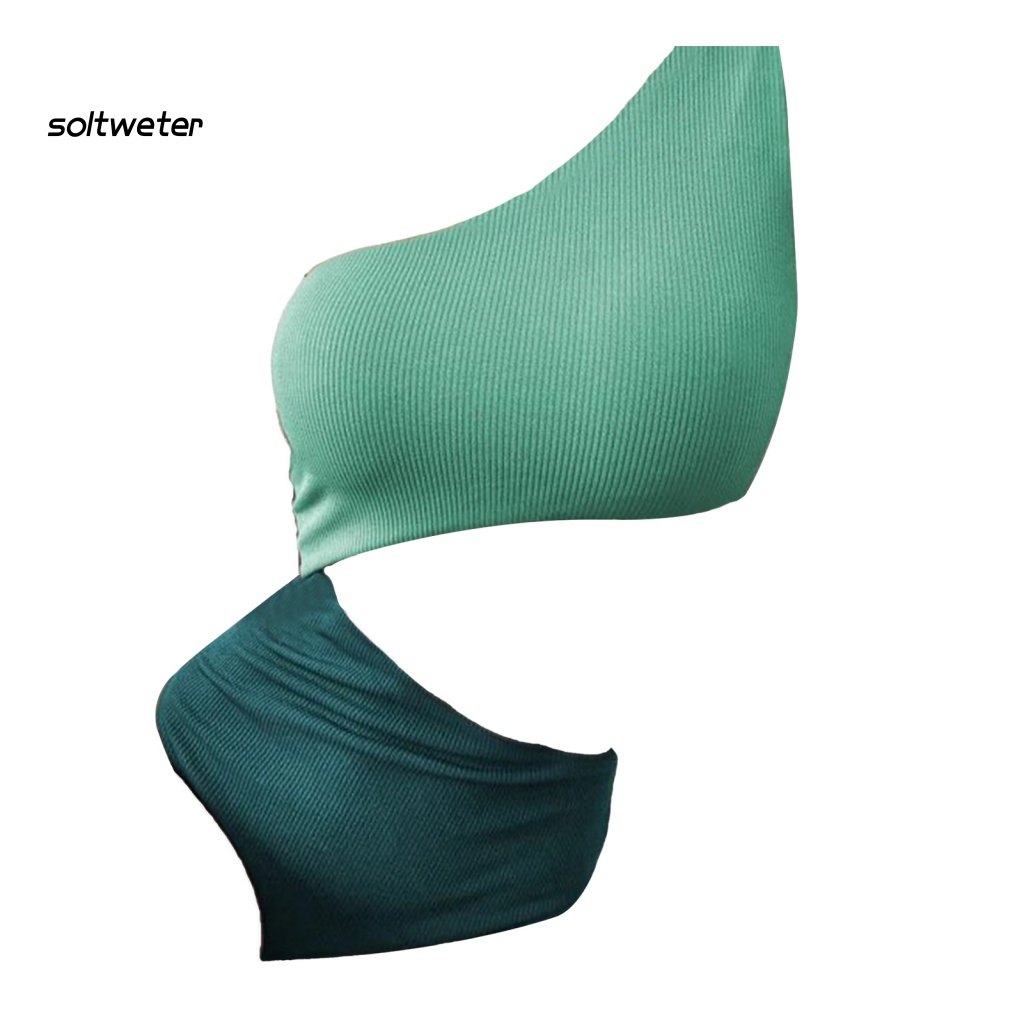 Bộ Đồ Bơi Bikini 2 Mảnh Màu Trơn Có Đệm Ngực Gợi Cảm Cho Nữ