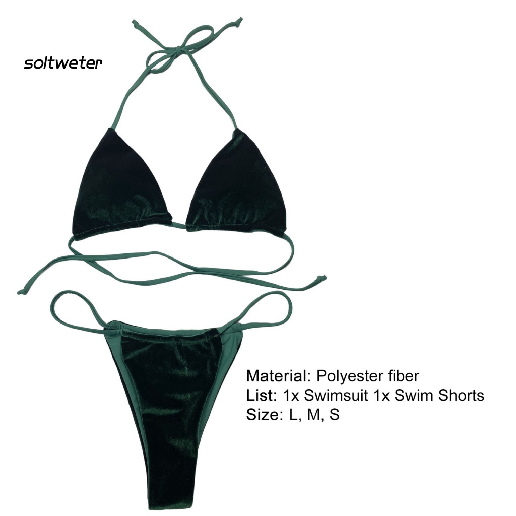 Bộ Đồ Bơi Bikini Lưng Cao Có Đệm Nâng Ngực Màu Sắc Trơn Dành Cho Nữ