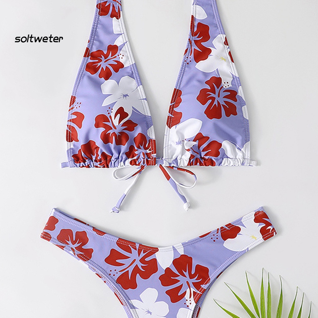 Bộ Đồ Bơi Bikini Hở Lưng Họa Tiết Hoa Thoáng Khí Có Thể Điều Chỉnh Cho Nữ