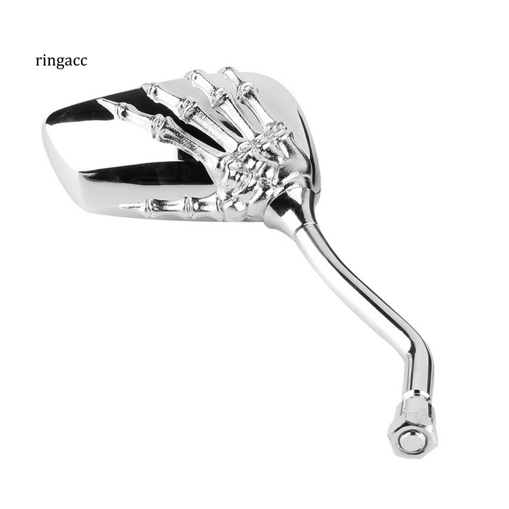 1 Cặp Gương Chiếu Hậu Hình Bàn Tay Trái / Phải Chất Liệu Crom Hình Đầu Lâu Cho Xe