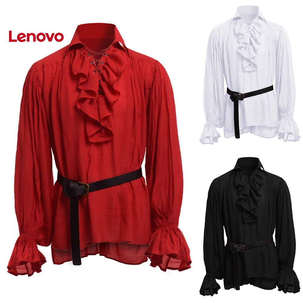 Áo Sơ Mi Tay Dài Cổ Đứng Màu Trơn Hóa Trang Thời Trung Cổ Cho Nam