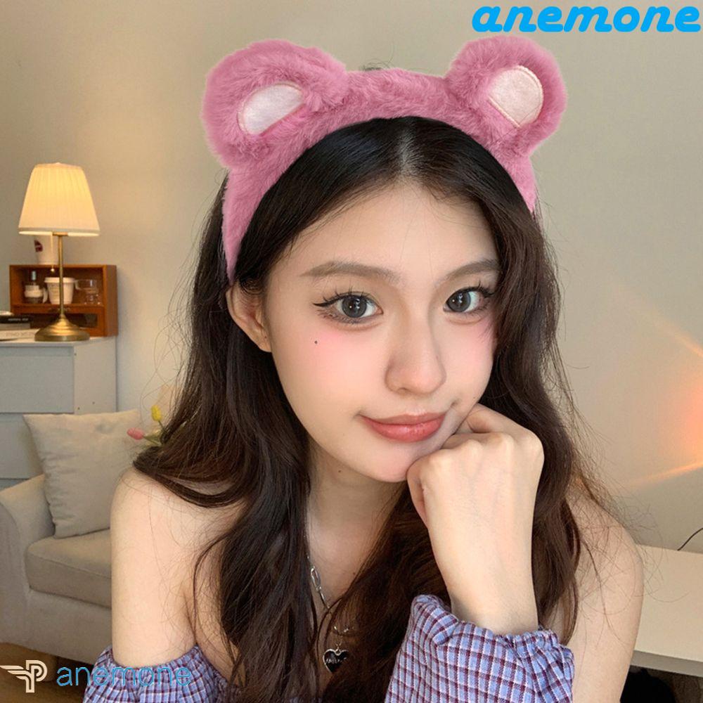 ANEMONE Băng Đô Cài Tóc Phối Lông Hình Gấu Thời Trang Cho Nữ