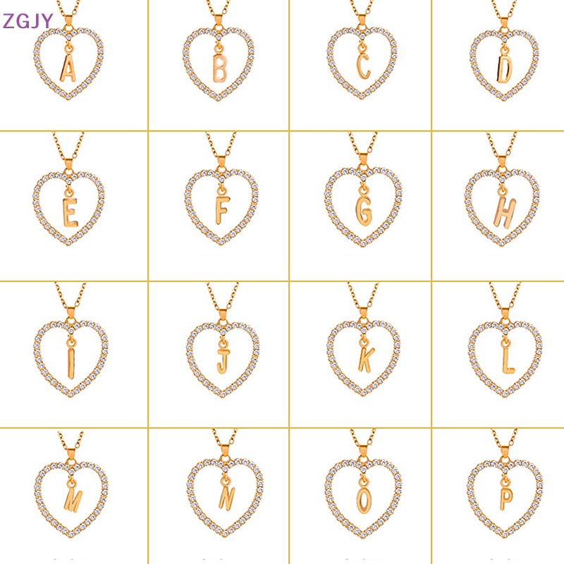 Vòng cổ Mặt Trái Tim Đính Đá 26 Đầu A-Z Thời Trang Cho Nữ Mới